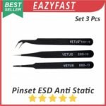 Pinset Elektronik Anti Listrik Static ESD Set 3 Pcs Plastik Plastic Nylon Carbon Fiber non Logam Konduktif