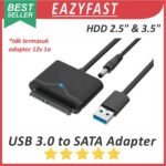 Converter USB 3.0 to SATA Adapter Reader HDD SSD Laptop Komputer 2.5 3.5 Inch External Power Port 12V DC