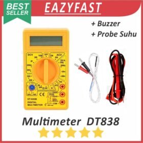Multimeter Digital AVO DT838 Beep Ampere Volt AC DC Ohm Thermo Multi Meter Tester Multitester Probe Suhu