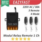 Modul Switch 3 Remote Relay Saklar On Off 220V AC 30A Radio 4 Mode Wireless 433Mhz Lampu Pagar Kipas Pompa Remot Jarak Jauh
