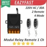 Modul Switch 2 Remote Relay Saklar On Off 220V AC 30A 4 Mode Radio Wireless 433Mhz Lampu Pagar Kipas Pompa Remot Jarak Jauh