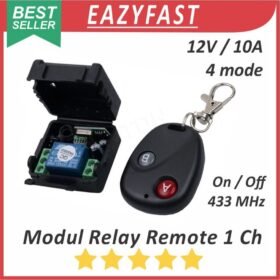 Modul Switch Remote Relay Saklar On Off 12V 10A Radio Wireless 433Mhz Lampu Pagar Pompa Remot Jarak Jauh 4 Mode