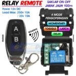 Modul Switch Remote Relay Saklar On Off 12V 10A Radio Wireless 433Mhz Lampu Pagar Pompa Remot Jarak Jauh 4 Mode - Image 2