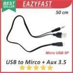 Kabel Splitter Aux Micro USB to USB Male Jack Audio 3.5mm Converter Konverter Adapter Speaker