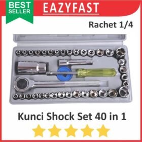 Kunci Rachet Shock Set Tool Kit 40 in 1 Sok Shok Socket Pas Ring Obeng