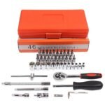 Kunci Ratchet Shock Set Repair Tool Kit 46 Pcs Sok Shok Pas Ring Obeng - Image 3