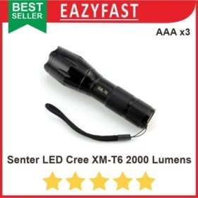 Senter Polisi LED Cree XM-L T6 2000 Lumens 18650 AA x3 Taffware Zoom