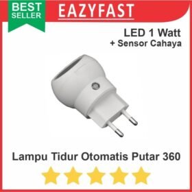 Lampu LED Tidur Otomatis Putar 360 Sensor Cahaya 1 Watt Steker Colok