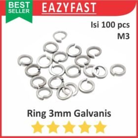 Ring Per Spring Washer Mur Baut M3 3mm M 3 mm Galvanis Putih JP Screw Lock Pack isi 100 Pcs Skrup WP