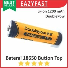 Baterai 18650 Button Top DoublePow 1200mAh Lithium Ion Li-Ion Batu Batre Cas Ces Charge Recharge