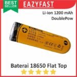 Baterai 18650 Flat Top DoublePow 1200mAh Lithium Ion Li-Ion Batu Batre Cas Ces Charge Recharge