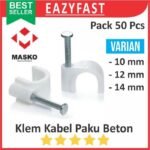 Klem Kabel Paku Dinding Tembok Beton 10mm 12mm 14mm no 10 12 14 mm Masko Supra Cable Clamp Pack 50