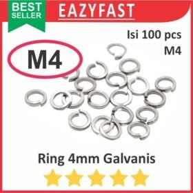 Ring Per Spring Washer Mur Baut M4 4mm M 4 mm Galvanis Putih JP Screw Lock Pack isi 100 Pcs Skrup WP