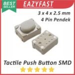 Tactile Push Button Switch Key SMD 3x4x2.5mm 4P 4 Pin Kaki Pendek 3 x 4 x 2.5 mm Saklar Tombol Tact Micro