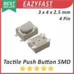 Tactile Push Button Switch Key SMD 3x4x2.5mm 4P 4 Pin Kaki 3 x 4 x 2.5 mm Saklar Tombol Tact Micro