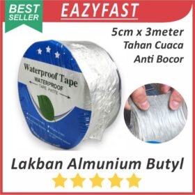 Lakban Tape Almunium Butyl 3 meter Lem Tambal Seal Anti Air Bocor Cuaca Waterproof Isolasi Alumunium Foil