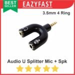 Audio Splitter U Shape 3.5mm Pembagi HP Laptop Headset Speaker Mic