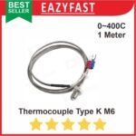 Probe Sensor Suhu Thermocouple Type K M6 Drat Halus 1 Meter  Thermo Couple Temperature Sensor