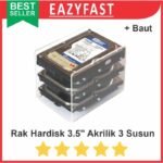 Rak HDD Stand Hardisk Bay 3.5 Akrilik 3 Susun Tray Dock Stack Shelves