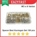 Spacer PCB Besi Kuningan M3 Set 180 Pcs Kaki Metal Mur Baut 3mm 4-12mm