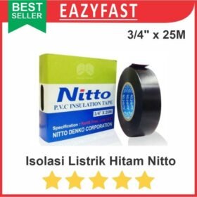 Isolasi Kabel Listrik Hitam Solatip Lakban Nitto PVC Tape 3/4" x 25m