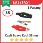 Capit Buaya Sedang 35mm Jepit Kabel Listrik 1 Set Pasang hitam merah