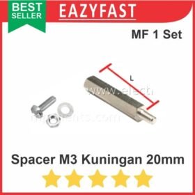 Spacer 20mm 2cm m3 Kaki Dudukan PCB Kuningan Metal Besi 1 set hex