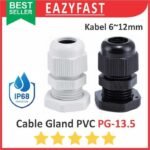 Kabel Cable Gland PG13.5 PG 13.5 PVC Waterproof IP68 Water Proof IP 68 Hitam Putih Glen Box Panel Listrik 6mm 12mm