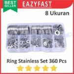 Ring Plat Stainless Set Kit 360 Pcs Steel Flat Washer Gasket Baut Oli M2 M2.5 M3 M4 M5 M6 M8 M10