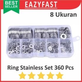 Ring Plat Stainless Set Kit 360 Pcs Steel Flat Washer Gasket Baut Oli M2 M2.5 M3 M4 M5 M6 M8 M10