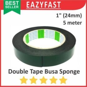 Double Foam Tape Busa Sponge Hitam Hijau 1 Inch 24mm 5m Lakban Isolasi Selotip Esolasi Lem Tebal