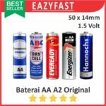 Baterai AA A2 ABC Eveready Energizer Panasonic Hannochs Jam Dinding Ecer Satuan Ori Asli Original