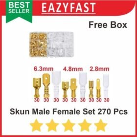 Skun Kabel Gepeng Male Female Set 270 Sekun Terminal Kuningan Cover