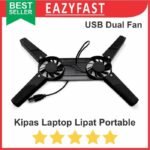 Kipas Laptop Dual Fan Lipat Portable Dudukan Fold Cooler Cooling Pad