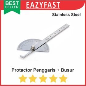 Protactor Penggaris Siku Ukur Sudut Busur Jangka Derajat Drajat Kemiringan Stainless Steel Engrave