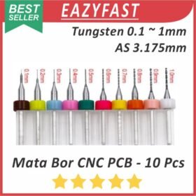 Mata Bor CNC Router 3018 PCB Set 10 Pcs 0.1mm 0.5mm 1mm 3.175mm ER11 Chuck Shank 1/8 Tungsten