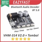 Modul Audio Receiver VHM 314 V2 Bluetooth BT 5.0 Stereo Out AUX 3.5mm Module Board Tombol Play Volume