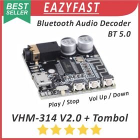 Modul Audio Receiver VHM 314 V2 Bluetooth BT 5.0 Stereo Out AUX 3.5mm Module Board Tombol Play Volume