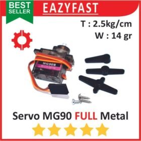 Motor Servo RC MG90 Full Metal Gear 180 Degree Sudut Derajat Drajat 9 G Gram 9g Mini Micro Gearbox Gear Box MG90S MG 90S 90 S Tower Pro TowerPro