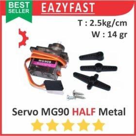 Motor Servo RC MG90 Half Metal Gear 180 Degree Sudut Derajat Drajat 9 G Gram 9g Mini Micro Gearbox Gear Box MG90S MG 90S 90 S Tower Pro TowerPro