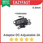 Adaptor DC Adjustable 3A 5.5mm 3 A Ampere PSU Power Supply Trafo
