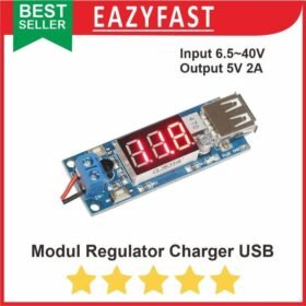 Regulator Charger USB Voltmeter 2A input 6.5v - 40v