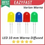 Lampu LED 10mm Warna Diffused Merah Hijau Biru Kuning Red Green Blue Yellow 10 mm Besar 3V 5V 3 5 V Volt