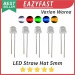Lampu LED 5mm Strawhat Clear Bening Merah Hijau Biru Kuning Orange Putih Red Green Blue Yellow Straw Hat 5 mm Clean Transparan Transparent