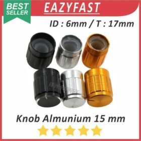 Knob Knop Potensio Kecil 6mm 15mm Black Silver Gold Hitam Perak Emas Tutup Potensiometer Putar Volume