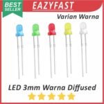 Lampu LED 3mm Warna Diffused Merah Hijau Biru Kuning Orange Putih Red Green Blue Yellow White 3 mm 3V 5V 3 5 V Volt Arduino ESP