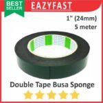 Double Foam Tape Busa Sponge Hitam Hijau 1 Inch 24mm 5m Lakban Isolasi Selotip Esolasi Lem Tebal