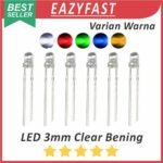 Lampu LED 3mm Warna Clear Bening Merah Hijau Biru Kuning Orange Putih Red Green Blue Yellow White 3 mm Transparan Transparent Clean