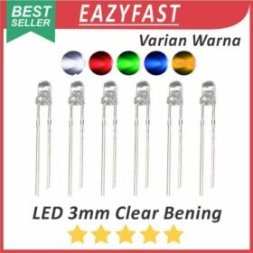 Lampu LED 3mm Warna Clear Bening Merah Hijau Biru Kuning Orange Putih Red Green Blue Yellow White 3 mm Transparan Transparent Clean