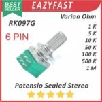 Potensiometer Audio Sealed Hijau Stereo 6P 6 P Pin Kaki 1K 5K 10K 50K 100K 500K 1M 1 5 10 50 100 500 K Ohm Potensio Potentio Meter RK097G Potentiometer B Linear